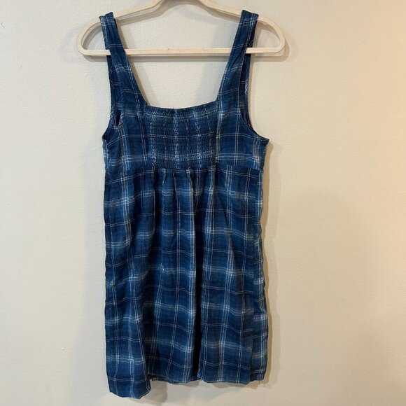 NWT American Eagle Blue Navy Plaid Sleeveless Mini Dress Women’s Size Medium - Picture 4 of 4